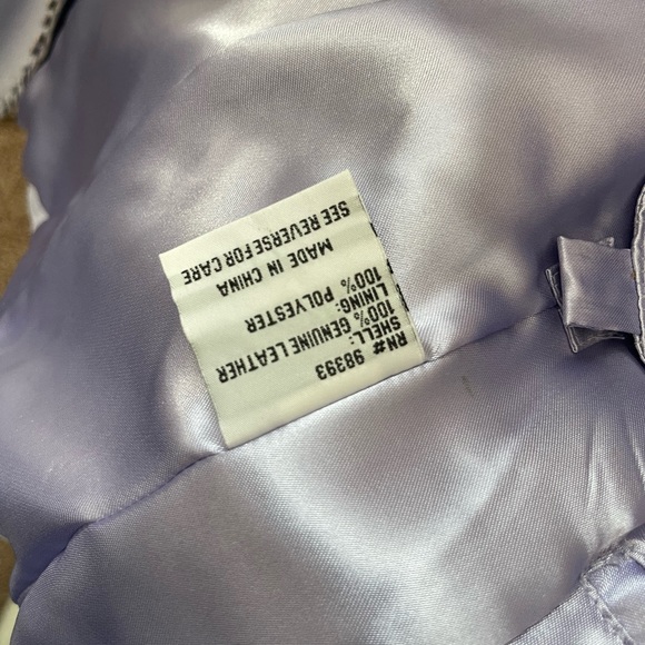 Pamela McCoy Lavender Leather Jacket w/ Knotted Detail | Womens XS - Picture 6 of 9